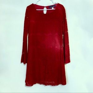 Francesca’s Blue Rain Red Lace Dress